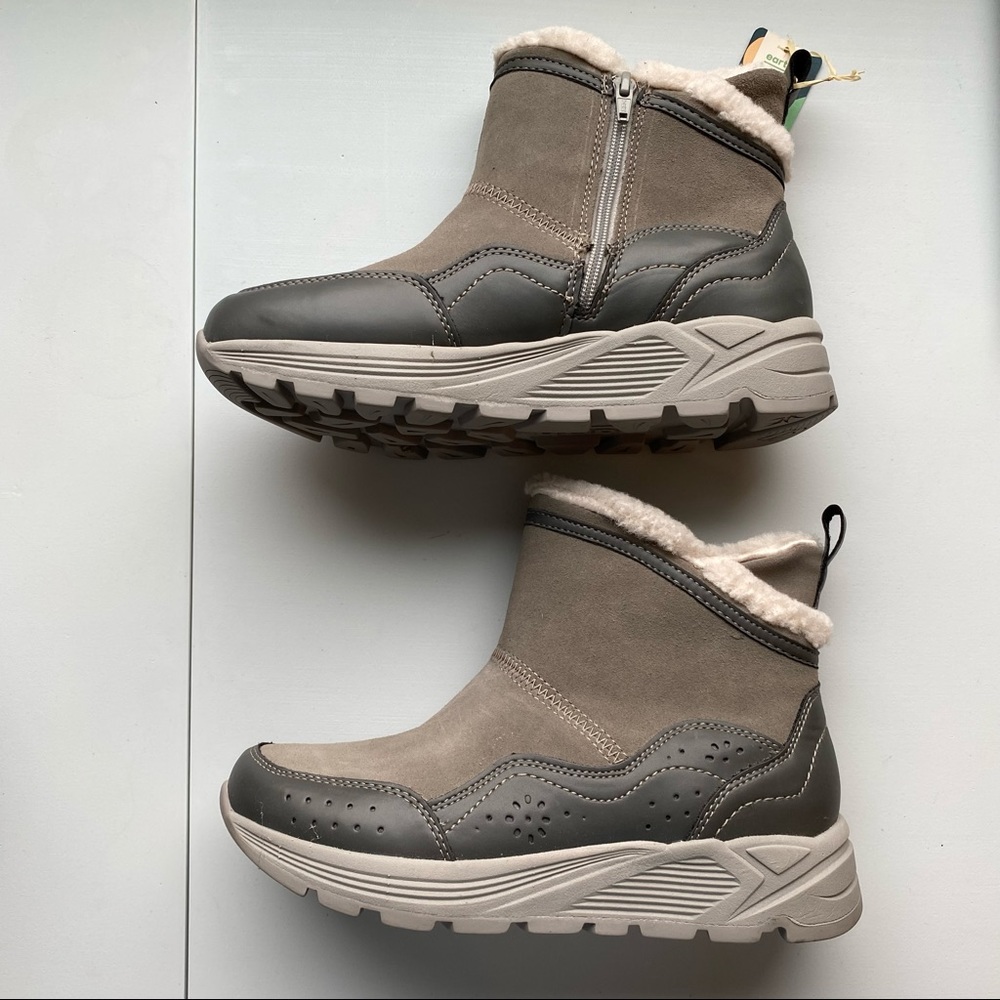 Earth Journey Verve Waterproof Suede Boots Grey Faux Fur Lining 10 M